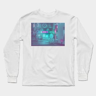 Seoul City Streets Hazy Neon Corner Long Sleeve T-Shirt